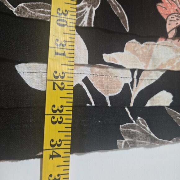 Nicole Miller Linen Blend Shift Short Sleeve Black Floral Dress - Large - Picture 8 of 9